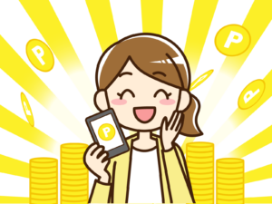 スマホでポイ活する女性
