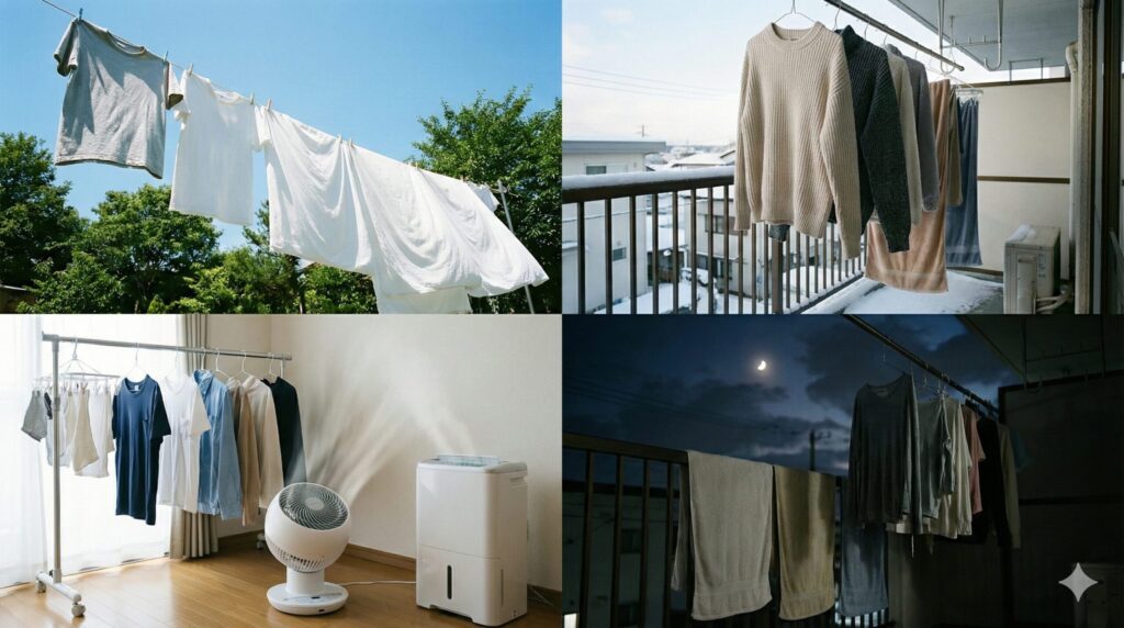 状況別に見る洗濯物が乾く時間